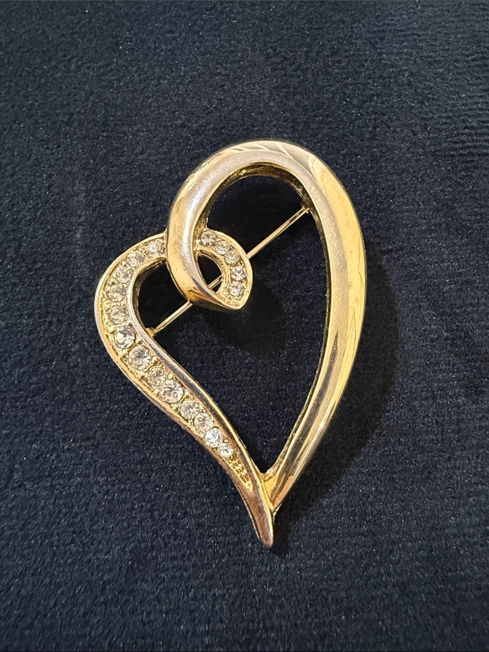 Light Gold Heart Crystal Brooch - Sparkling Romantic Accent - Quality!